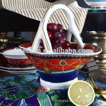Luxury Fine New Bone China Small Fruit Basket of Grand Banquet